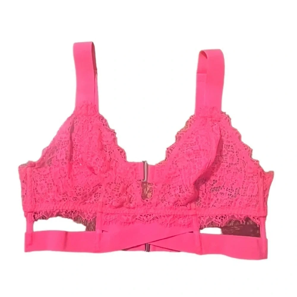 NWT Hot Pink Victoria's Secret Triangle Strappy Bra Size L